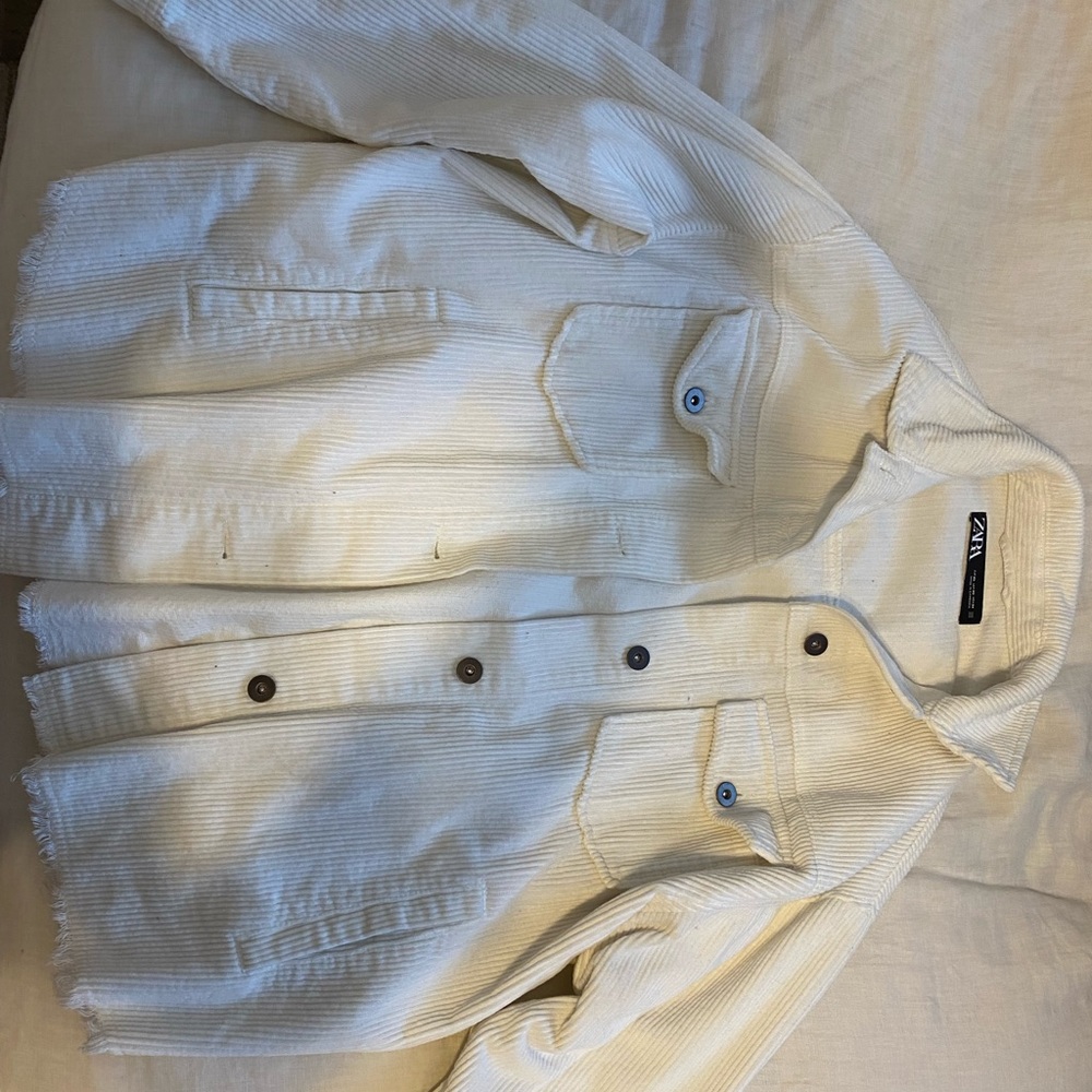 White Zara corduroy shirt jacket